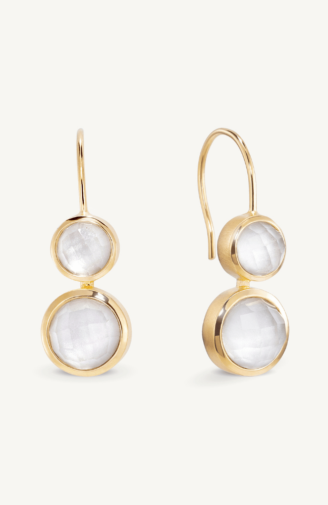 TULUM DOUBLE DROPLET EARRINGS in IRIDESCENT PEARL-DEAN DAVIDSON-FLOW BY NICOLE CANADA