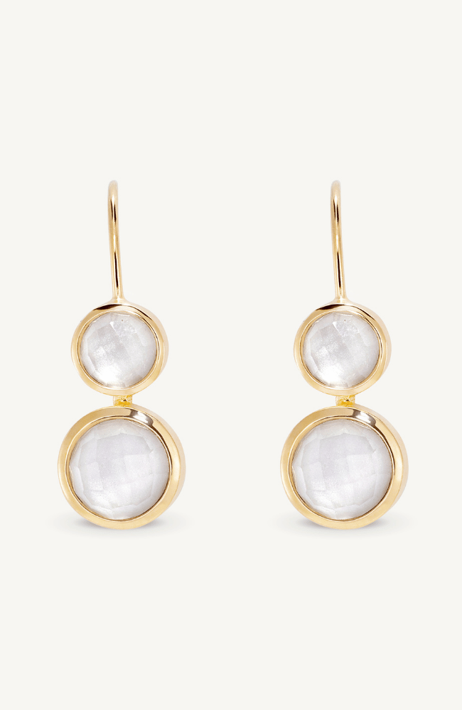 TULUM DOUBLE DROPLET EARRINGS in IRIDESCENT PEARL-DEAN DAVIDSON-FLOW BY NICOLE CANADA