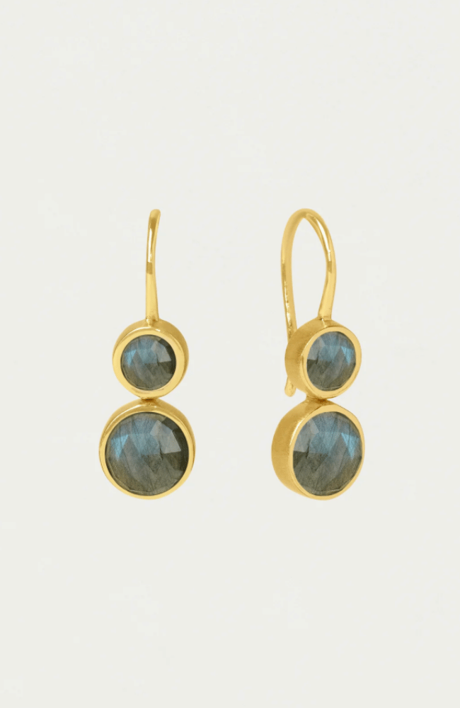 TULUM DOUBLE DROPLET EARRINGS in LABRADORITE-DEAN DAVIDSON-FLOW BY NICOLE CANADA