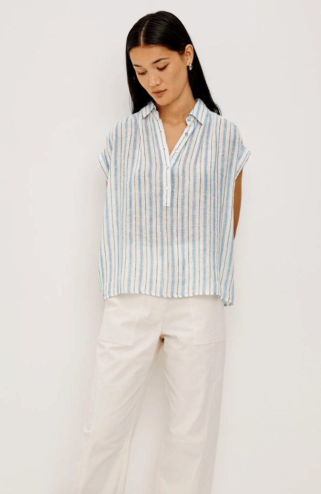 TUSCANY SHIRT in WINDWARD STRIPE-RAILS-FLOW BY NICOLE CANADA