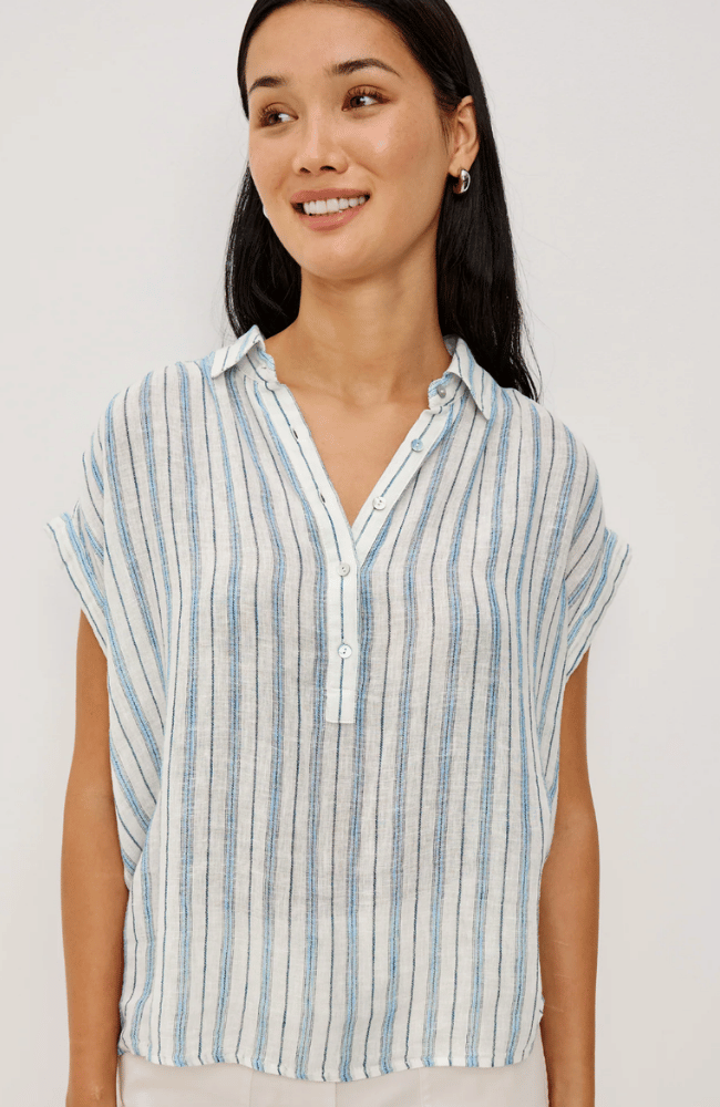 TUSCANY SHIRT in WINDWARD STRIPE-RAILS-FLOW BY NICOLE CANADA