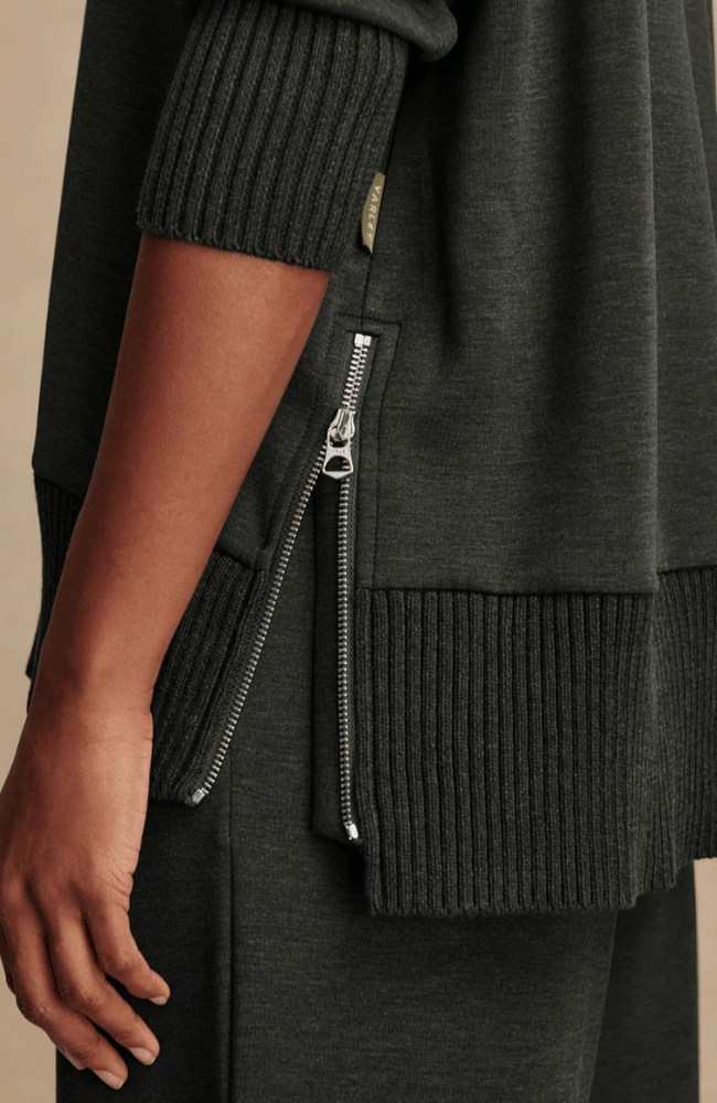 BARKER HIGH NECK SWEAT in OLIVE MARL-Varley-FLOW BY NICOLE CANADA