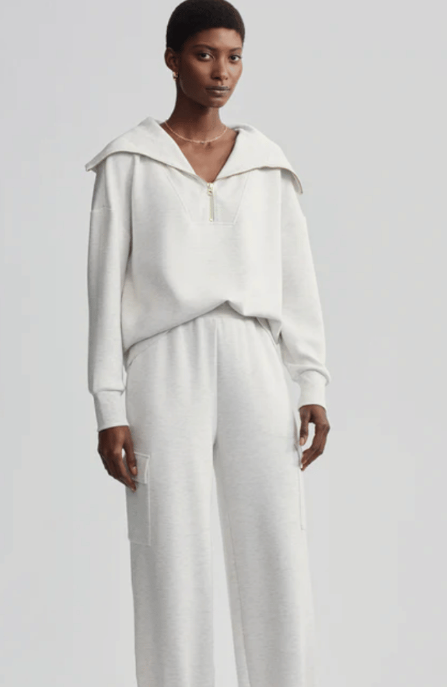CATHERINE HALF ZIP in IVORY MARL-Varley-FLOW BY NICOLE CANADA