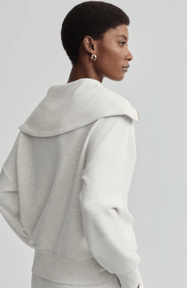 CATHERINE HALF ZIP in IVORY MARL-Varley-FLOW BY NICOLE CANADA