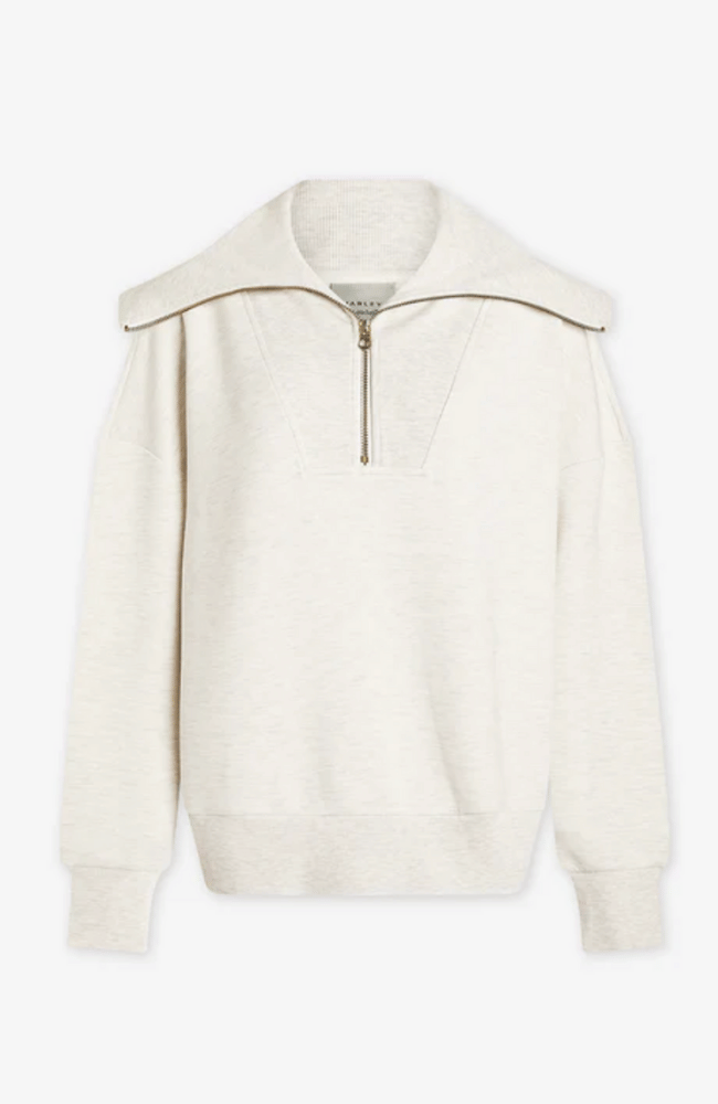 CATHERINE HALF ZIP in IVORY MARL-Varley-FLOW BY NICOLE CANADA