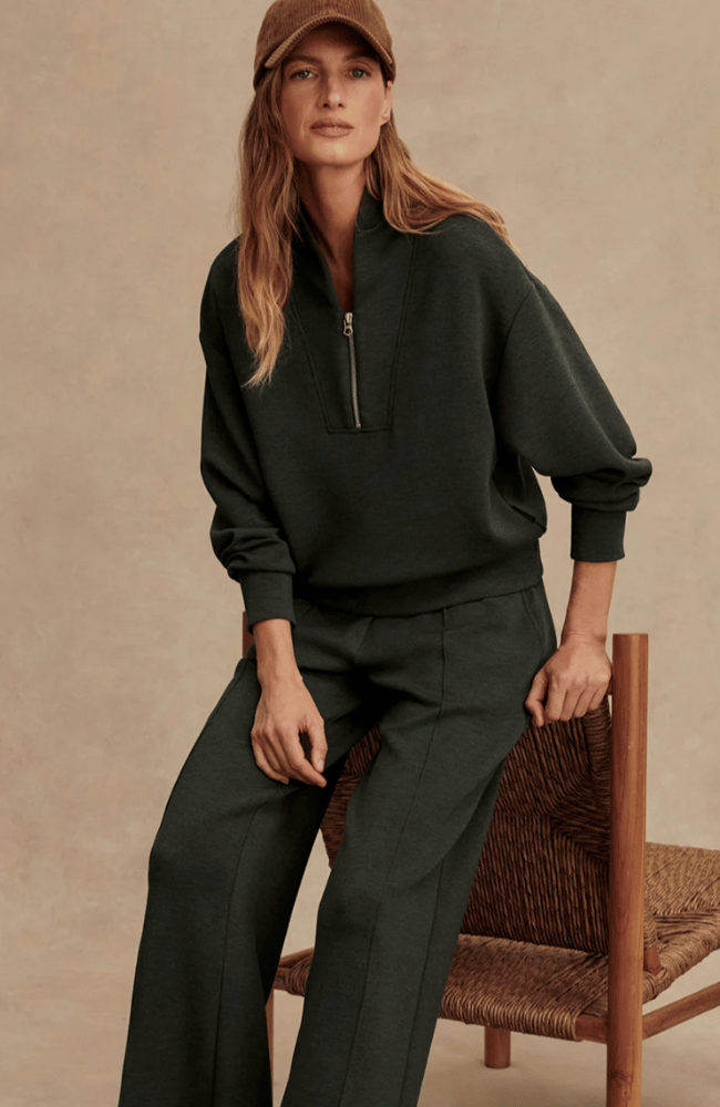 DAVIDSON SWEAT TOP in OLIVE MARL-Varley-FLOW BY NICOLE CANADA