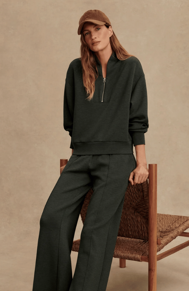 DAVIDSON SWEAT TOP in OLIVE MARL-Varley-FLOW BY NICOLE CANADA