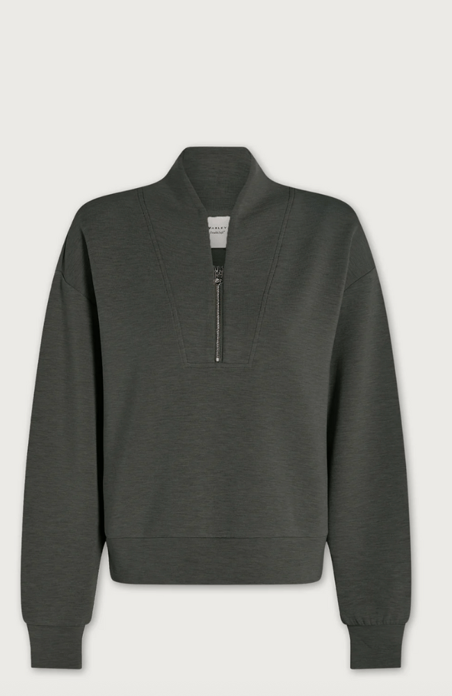 DAVIDSON SWEAT TOP in OLIVE MARL-Varley-FLOW BY NICOLE CANADA