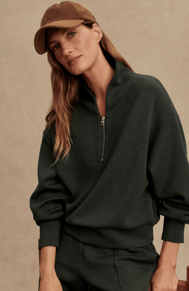 DAVIDSON SWEAT TOP in OLIVE MARL-Varley-FLOW BY NICOLE CANADA