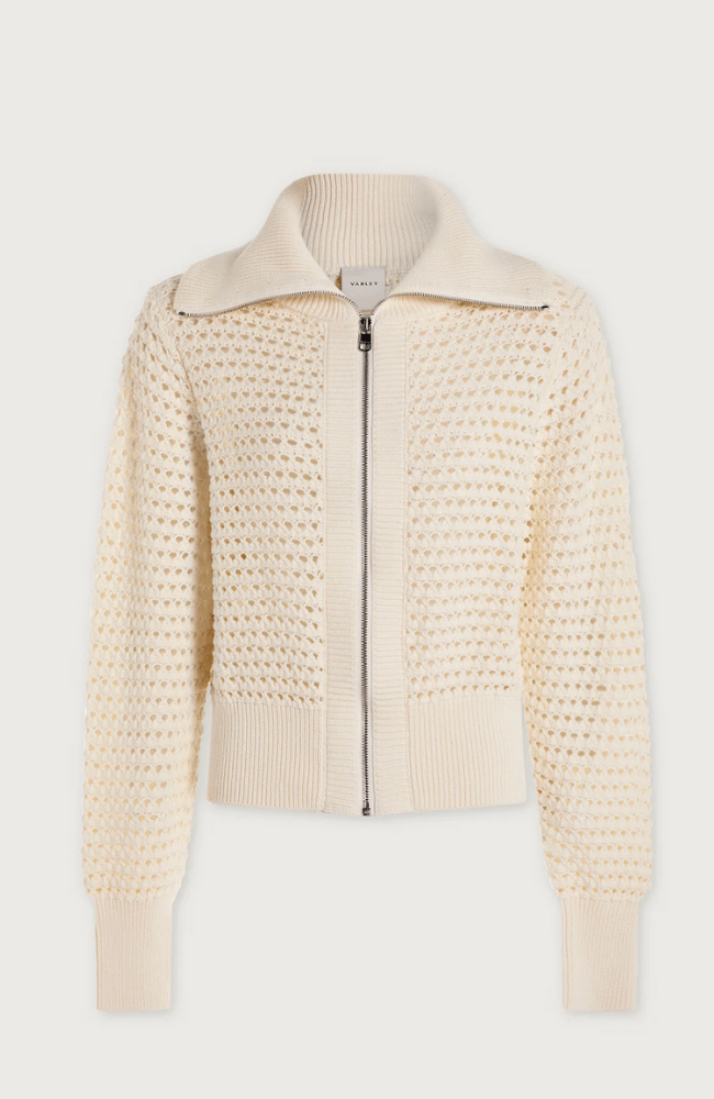 ELOISE FULL KNIT ZIP in EGRET-Varley-FLOW BY NICOLE CANADA