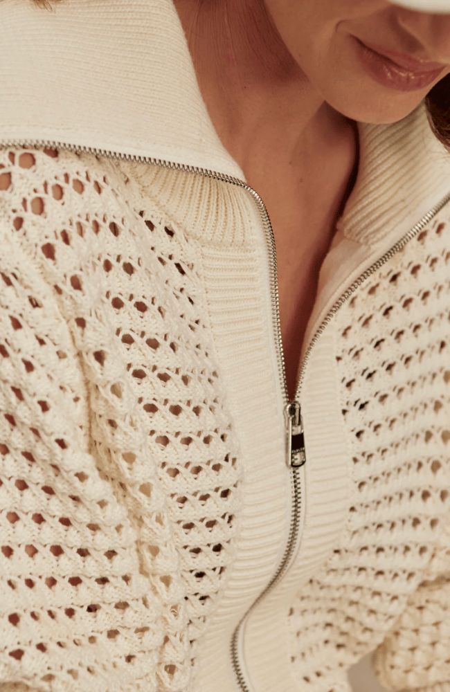 ELOISE FULL KNIT ZIP in EGRET-Varley-FLOW BY NICOLE CANADA