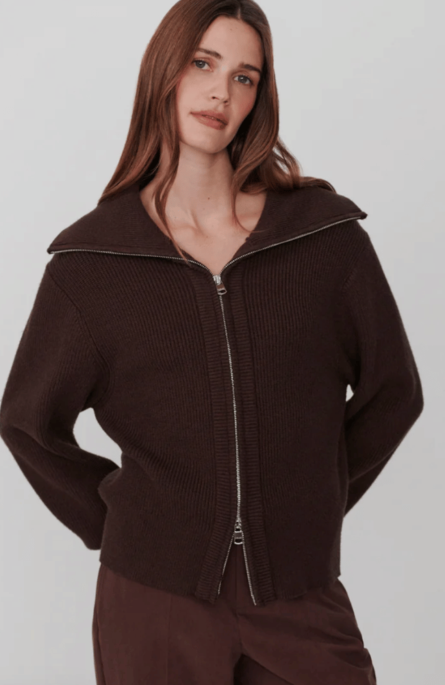 ENRICO KNIT JACKET in COFFEE BEAN