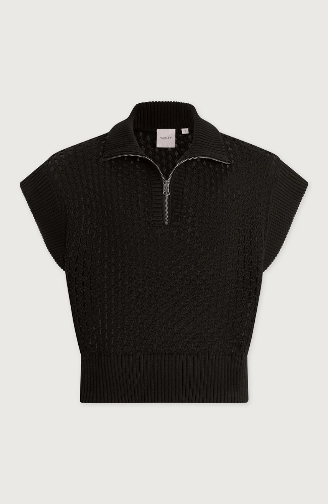 GAINES HALF ZIP KNIT in BLACK-Varley-FLOW BY NICOLE CANADA