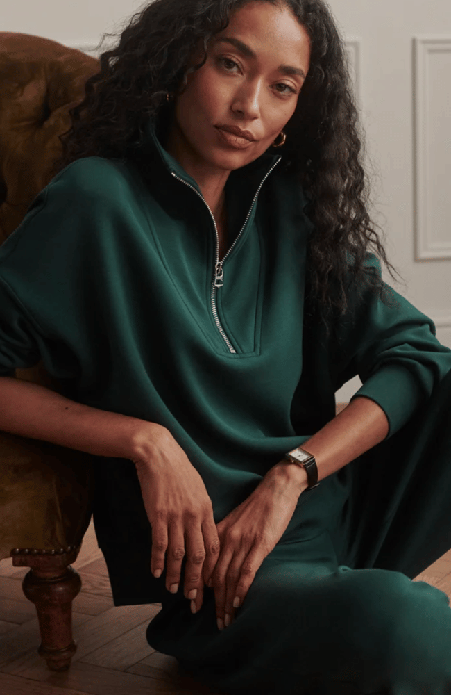 HAWLEY HALF ZIP SWEAT in PONDEROSA PINE