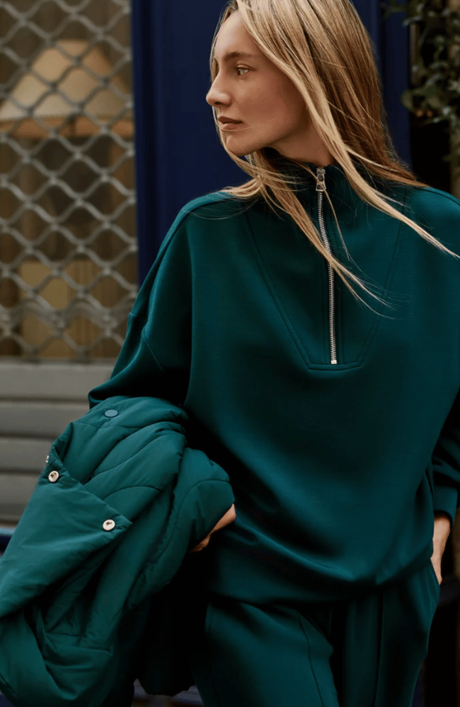 HAWLEY HALF ZIP SWEAT in PONDEROSA PINE-VARLEY-FLOW BY NICOLE CANADA