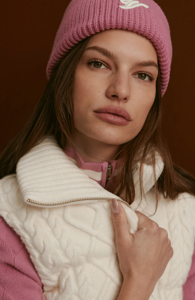 IRINA CABLE KNIT GILET in EGRET-Varley-FLOW BY NICOLE CANADA