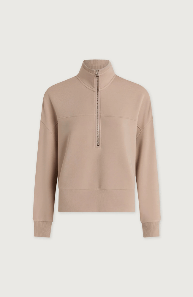 KAYLEIGH HALF ZIP SWEAT in MUSHROOM-Varley-FLOW BY NICOLE CANADA