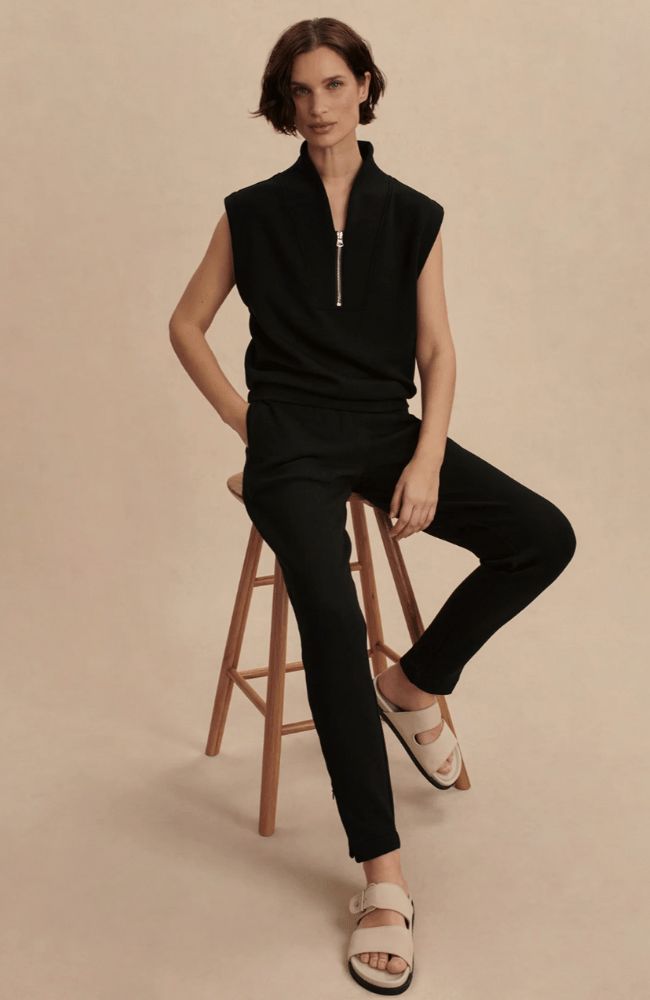 LORETTA HALF ZIP in BLACK-Varley-FLOW BY NICOLE CANADA