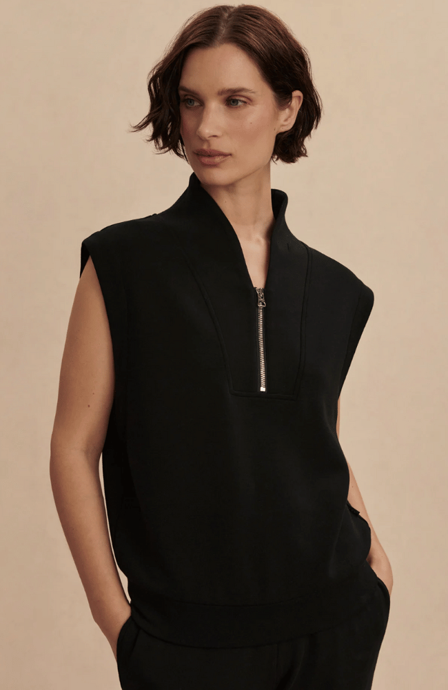 LORETTA HALF ZIP in BLACK-Varley-FLOW BY NICOLE CANADA