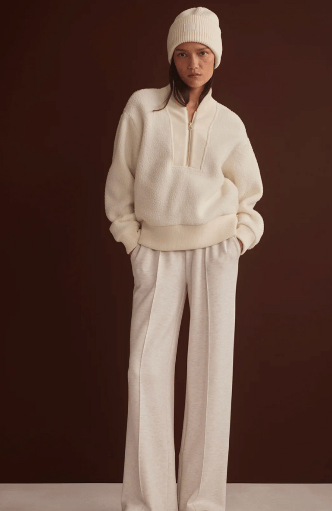 MUMFORD HALF ZIP FLEECE in EGRET-Varley-FLOW BY NICOLE CANADA