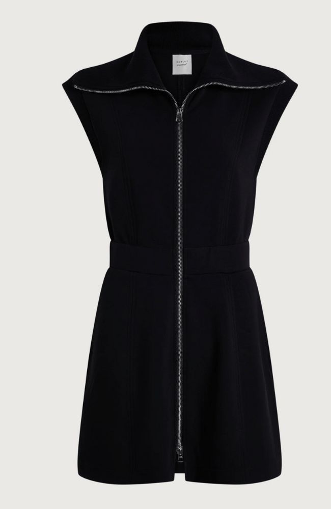 REBECCA ZIP THROUGH DRESS in BLACK-Varley-FLOW BY NICOLE CANADA