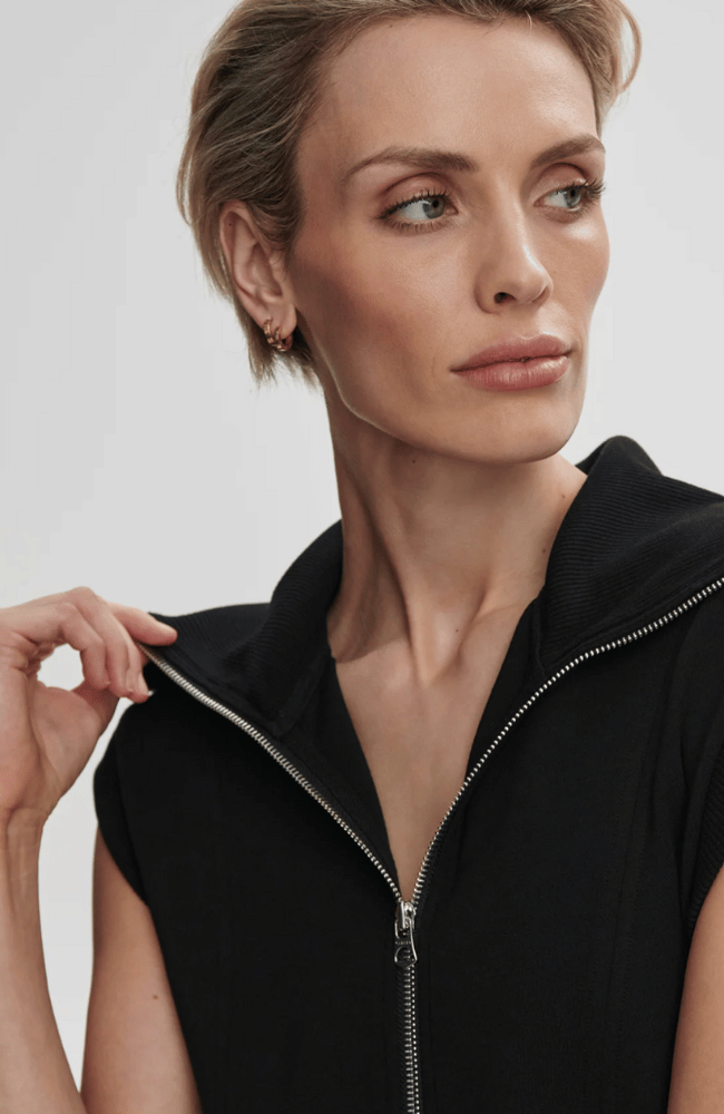 REBECCA ZIP THROUGH DRESS in BLACK-Varley-FLOW BY NICOLE CANADA