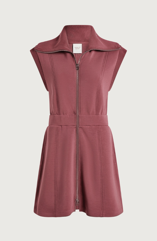 REBECCA ZIP THROUGH DRESS in RHUBARB-Varley-FLOW BY NICOLE CANADA