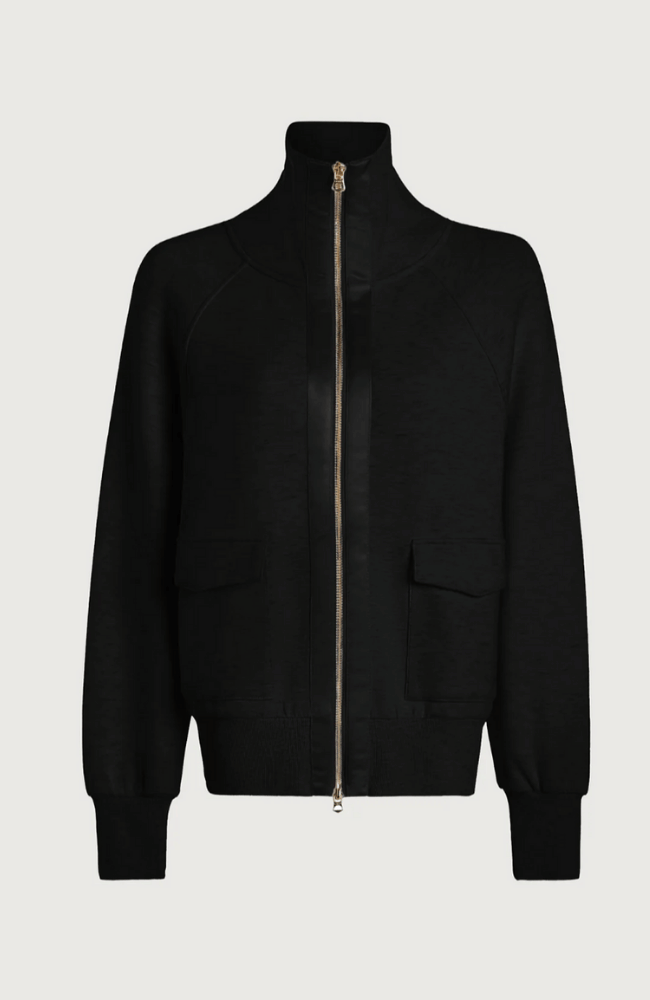 ROXBURY ZIP THROUGH in BLACK-Varley-FLOW BY NICOLE CANADA