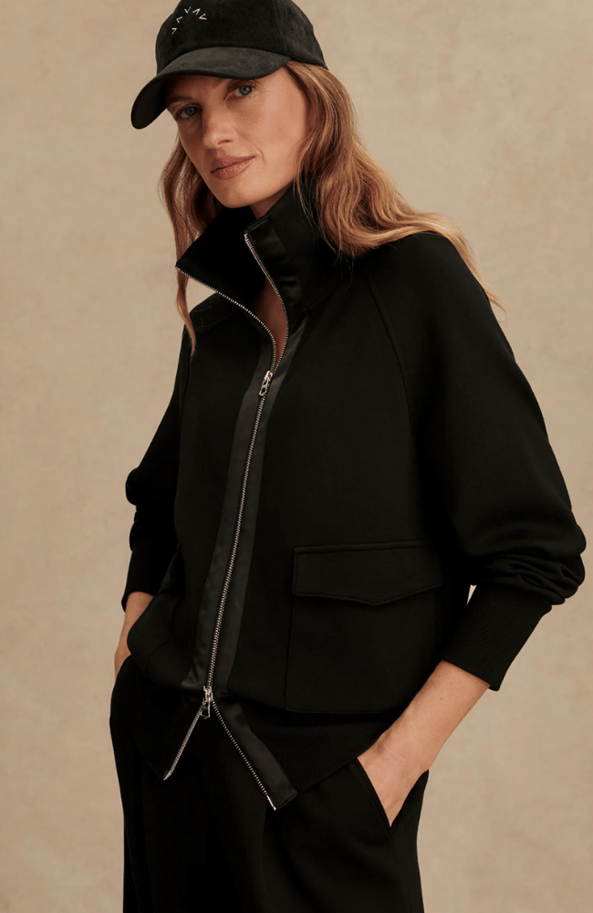 ROXBURY ZIP THROUGH in BLACK-Varley-FLOW BY NICOLE CANADA