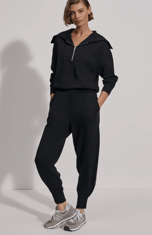 SLIM CUFF PANT 25" - BLACK-Varley-FLOW BY NICOLE CANADA