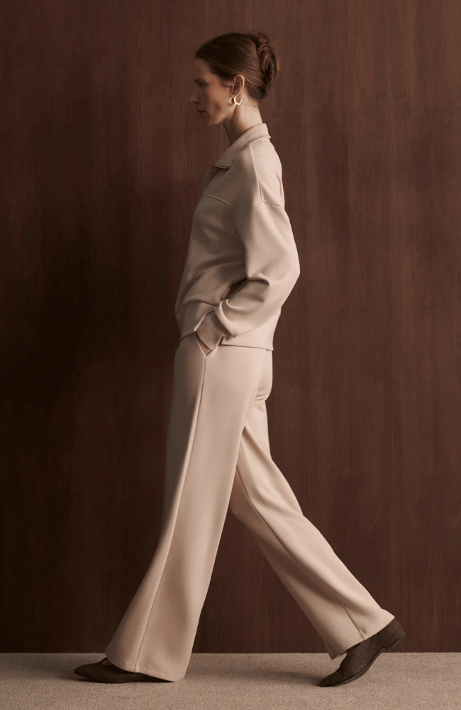 THE WIDE LEG PANT 30' in MUSHROOM-Varley-FLOW BY NICOLE CANADA