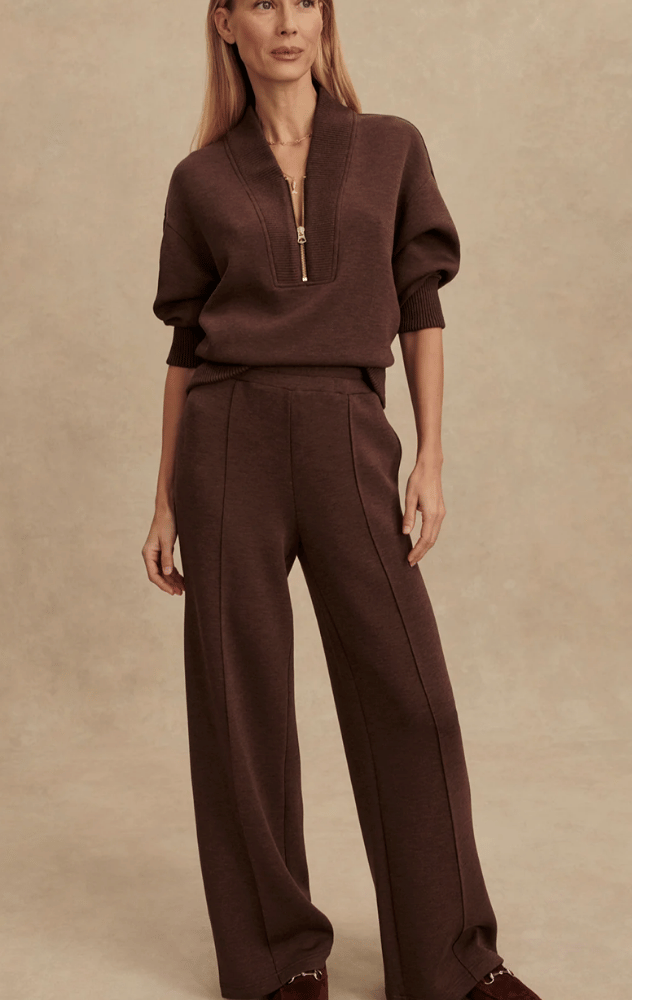 WIDE LEG PANT 28" in COFFEE BEAN MARL-Varley-FLOW BY NICOLE CANADA