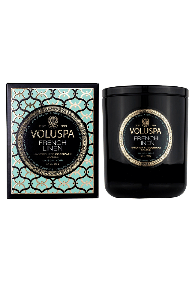 FRENCH LINEN CLASSIC CANDLE-VOLUSPA-FLOW BY NICOLE CANADA