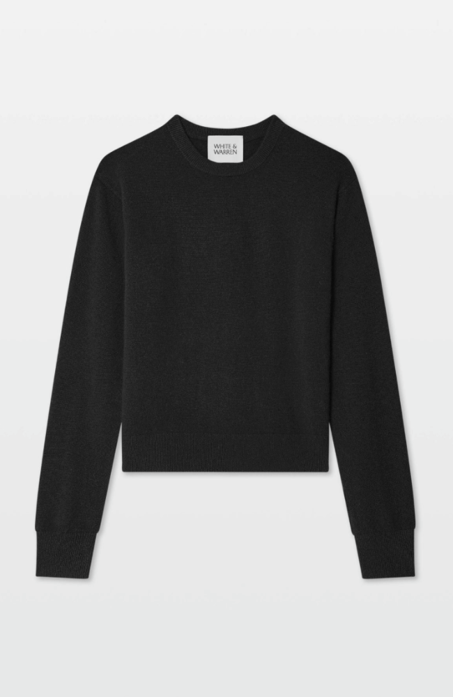 CASHMERE CREWNECK SWEATER in BLACK-WHITE and WARREN-FLOW BY NICOLE CANADA
