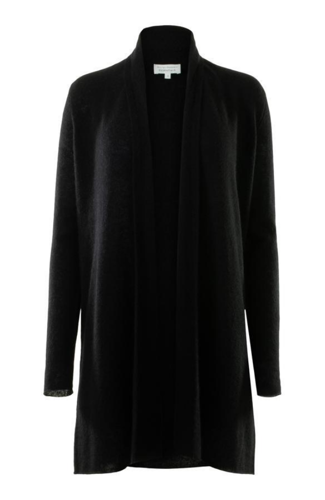 CASHMERE TRAPEZE CARDIGAN BLACK-WHITE and WARREN-FLOW BY NICOLE CANADA