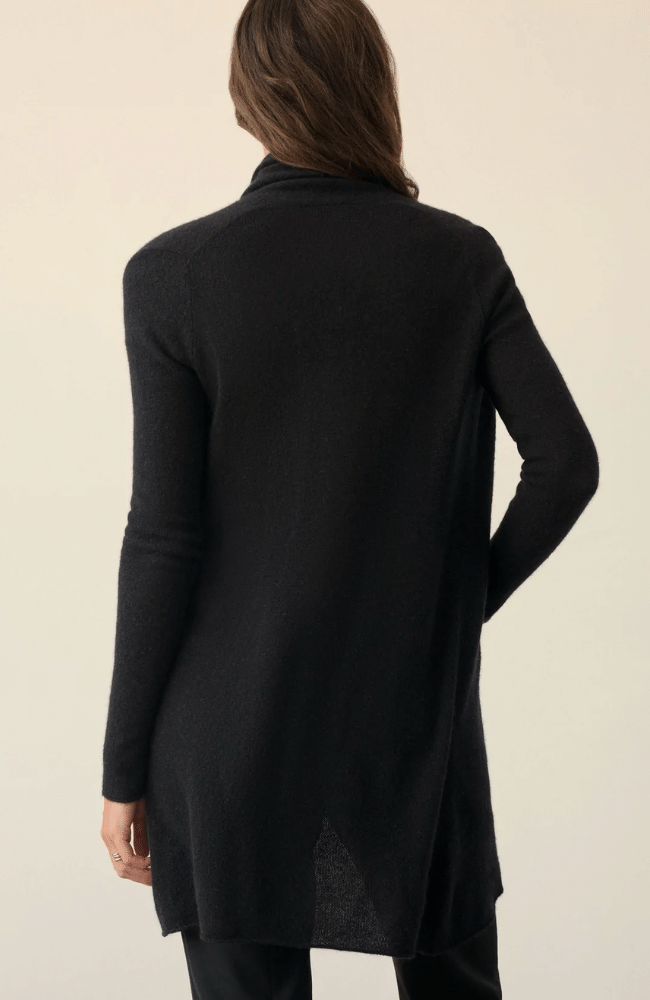 CASHMERE TRAPEZE CARDIGAN BLACK-WHITE and WARREN-FLOW BY NICOLE CANADA