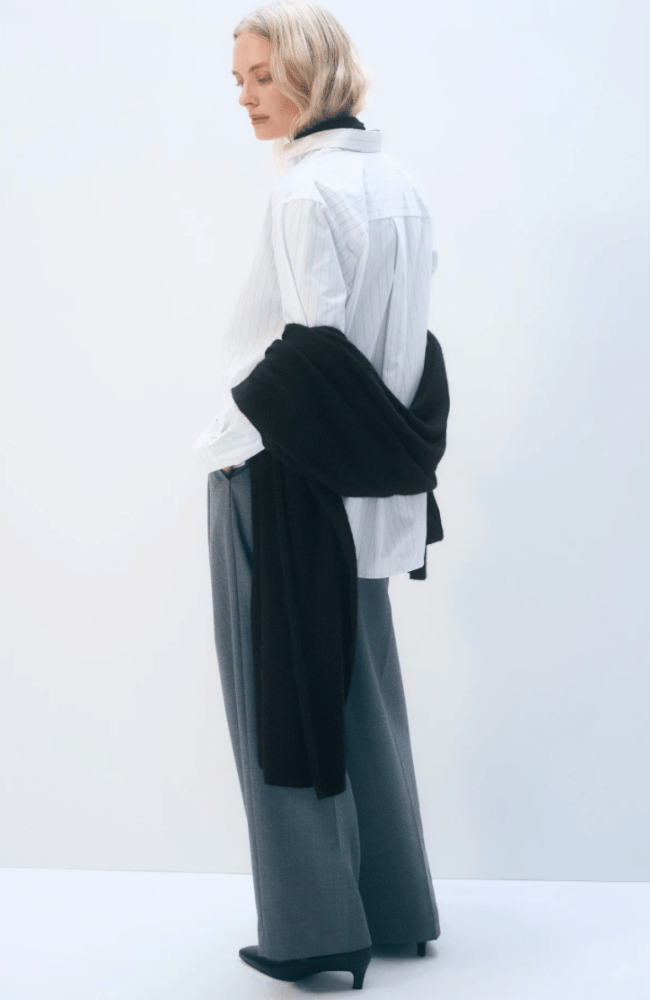 CASHMERE TRAVEL WRAP - BLACK-WHITE and WARREN-FLOW BY NICOLE CANADA