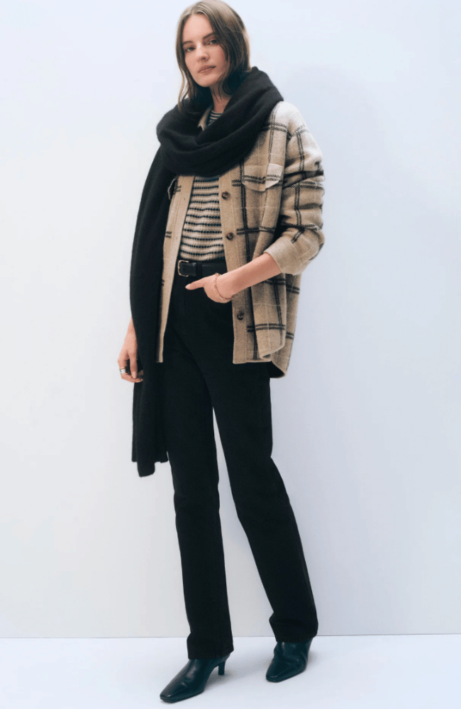 CASHMERE TRAVEL WRAP - BLACK-WHITE and WARREN-FLOW BY NICOLE CANADA