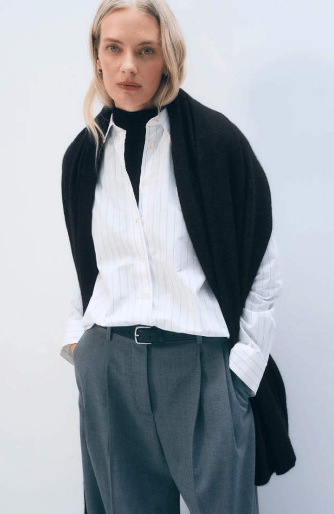 CASHMERE TRAVEL WRAP - BLACK-WHITE and WARREN-FLOW BY NICOLE CANADA