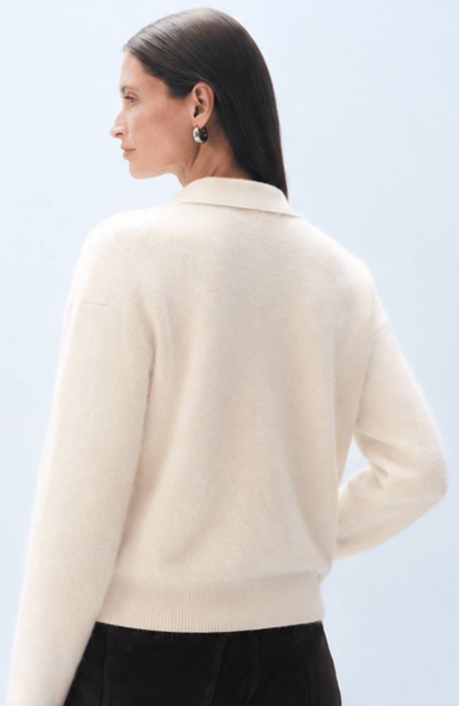 BRUSHED CASHMERE BLEND QUARTERZIP in IVORY-WHITE & WARREN-FLOW BY NICOLE CANADA