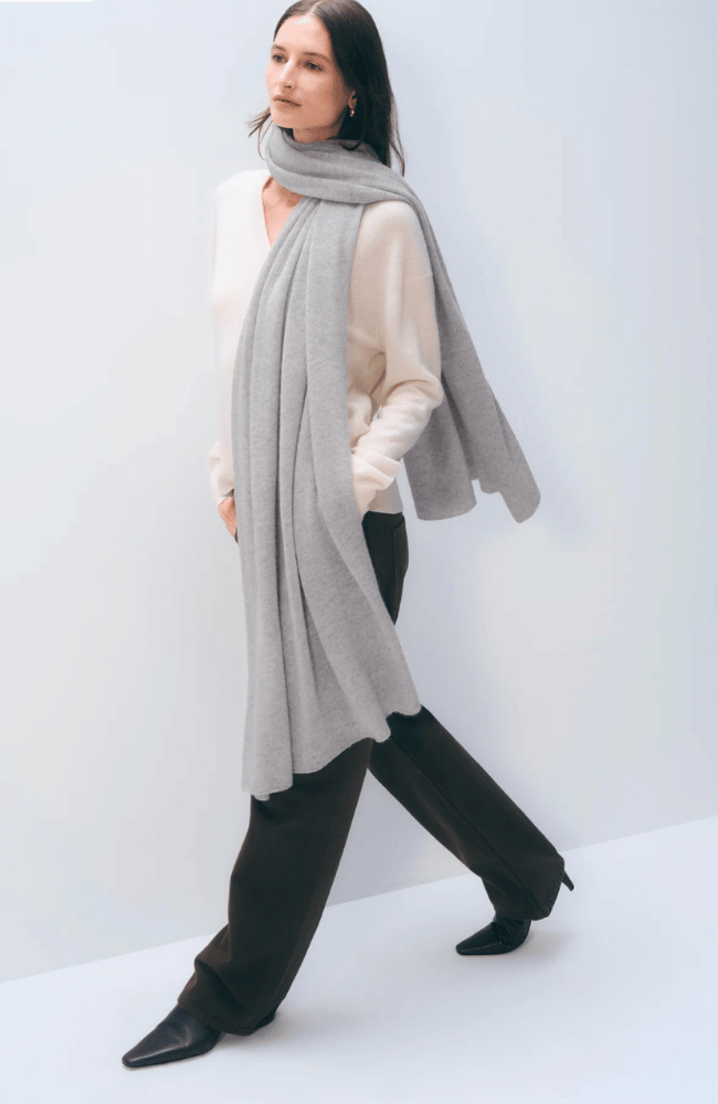 CASHMERE TRAVEL WRAP - GREY HEATHER-WHITE & WARREN-FLOW BY NICOLE CANADA