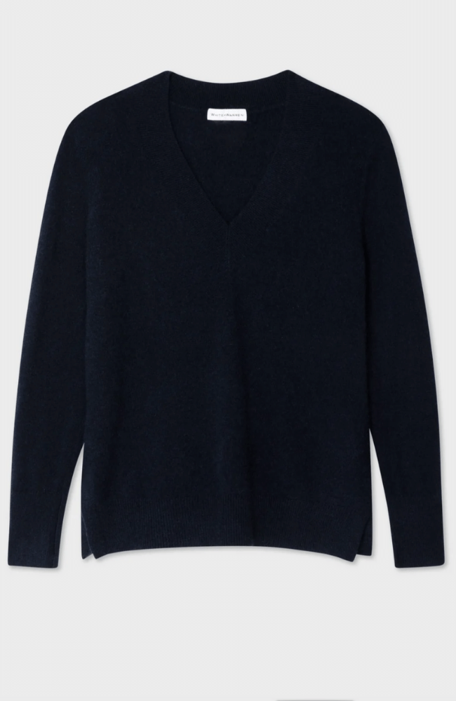 CASHMERE VNECK TUNIC - BLACK-WHITE + WARREN-FLOW BY NICOLE CANADA